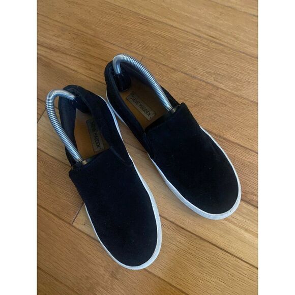 Steve Madden Gills women's black suede slip on platform casual shoes size 8.5 - Picture 1 of 7